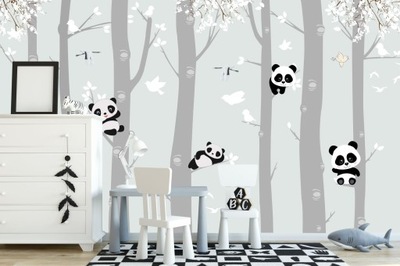Fototapeta z drobinami kryształów, pandy, las