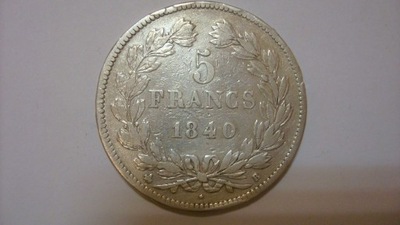 Francja moneta 5 franków 1840 srebro