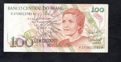 BANKNOT BRAZYLIA -- 100 CRUZADOS NOVOS -- 1989 rok