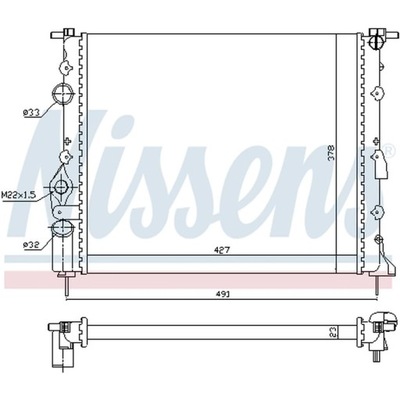 CHLODNICA, SISTEMA DE REFRIGERACIÓN DEL MOTOR NISSENS 639371  