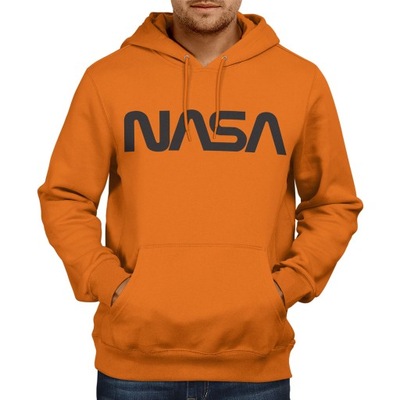 Bluza męska NASA z kapturem pomarańczowa L