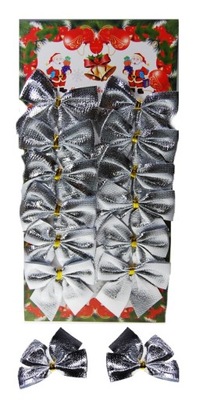 KOKARDKI ZAWIESZKI NA CHOINKĘ WSTĄŻKI 12 SZT