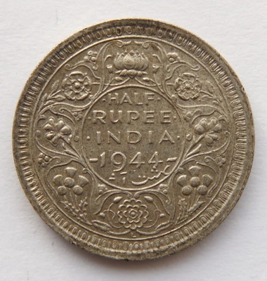 INDIE HALF RUPEE 1944 L MENNICA LAHORE RZADSZA