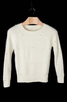 ZARA - niepowtarzalny sweter angora z perełkami - S