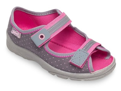 Sandałki dziecięce Befado 969X126 Szaro-Różowe 25