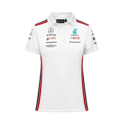 Koszulka polo damska Team biała Mercedes AMG F1 (L)