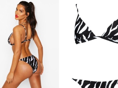 boohoo Dół bikini print zebry figi 42