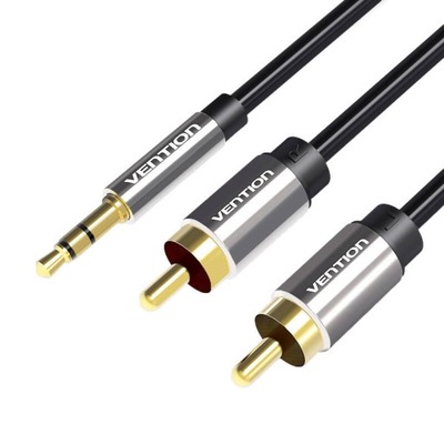 Kabel audio 3,5mm męski do 2x RCA męski 1,5m Vention BCFBG czarny