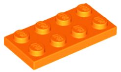 LEGO PŁYTKA 2X4 POMARAŃCZOWA NR 3020 - 2 SZT