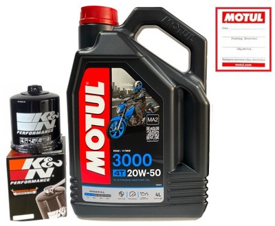 Olej MOTUL 3000 4T 20W50 4L + FILTR OLEJU K&N