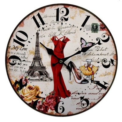 Zegar wiszący ścienny francuski retro CICHY Ø34 cm