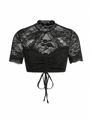 SHEIN CZARNY TOP KORONKA 142 S06__S