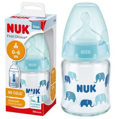 NUK FC+ szklana BUTELKA 120ml SMOCZEK silikon 0-6m