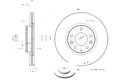 BREMBO DISKAI STABDŽIŲ 2SZT. MAZDA 6 1.8-2.5 08.0 