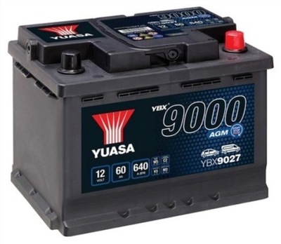 АККУМУЛЯТОР YUASA AGM 60AH 640A YBX9027 DOJ+WYM LDZ