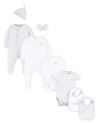 MOTHERCARE 8 PAK Komplet 2x Pajacyk body śliniak inne 9 kg /3-6 m/ 68-74