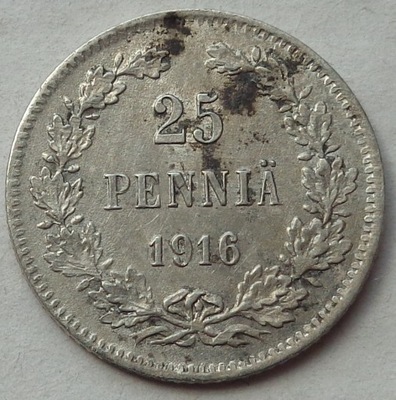 FINLANDIA - 25 PENNIA 1916 - srebro / 1