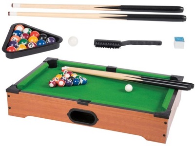BRĄZOWY MINI STÓŁ BILARDOWY POOL BILARD +AKCESORIA