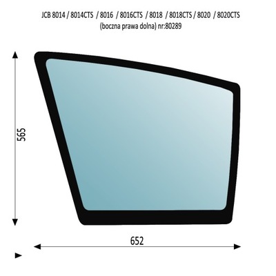 СТЕКЛО БОКОВАЯ НИЖНЯЯ ПРАВОЕ JCB 8014 8016 8018 8020