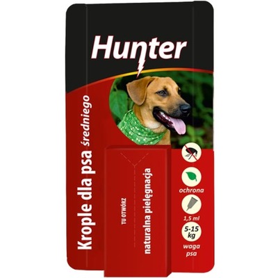 Krople przeciw pchłom dla średniego psa Hunter 1,5ml