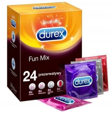 DUREX FUN Zestaw Prezerwatywy 4 rodzaje MIX 24 szt