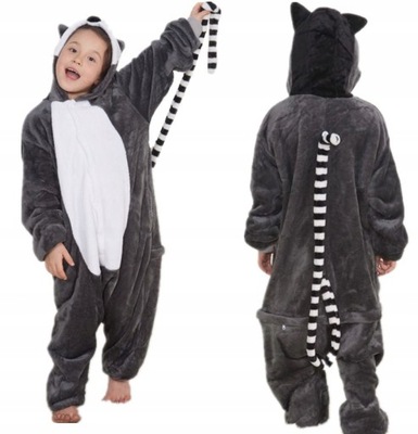 PIŻAMA DLA DZIECI DRES LEMUR ONESIE KIGURUMI 110