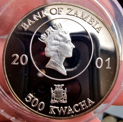 NumisMATI 587 500 kwacha 2001 Zambia srebro