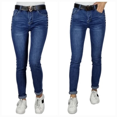 SPODNIE JEANSOWE KLASYCZNE Z CEKINAMI PLUS SIZE 44