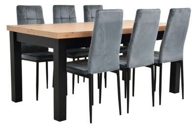 DREWNIANY Rozkładany stół 100x200/300 i 6 krzeseł
