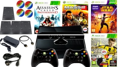 KONSOLA XBOX 360 SLIM 250GB PADY KINECT GRY GRATIS