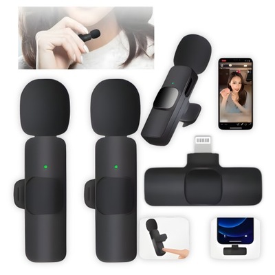 Mikrofon Krawatowy Do Telefonu Bezprzewodowy Zestaw 2 Mikrofony Do iPhone