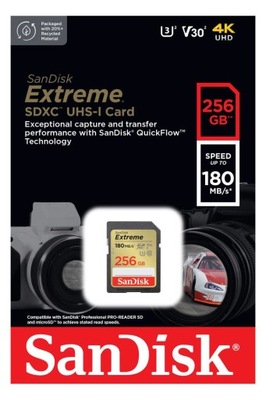 Karta pamięci SANDISK SDXC Extreme 256GB 180MB/s