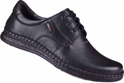 Buty męskie skórzane czarne tęgie obuwie r.41
