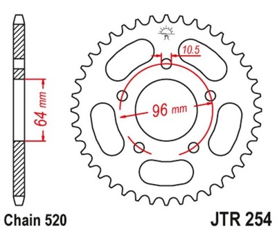 JT ENGRANAJE PARTE TRASERA 254 43 HONDA CBF 250 '04-'07  