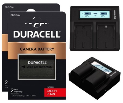 2X BATERIA AKUMULATOR DURACELL LP-E6 LP-E6N DO CANON 5D 7D + ŁADOWARKA LCD