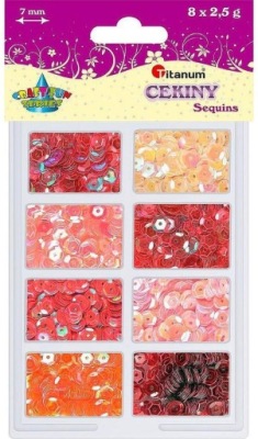 CEKINY 7MM 8 KOLORÓW X 2, 5G RÓŻOWO-CZERWONE