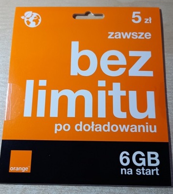 Starter Orange 5 zł, karta sim 15szt. bez limitu