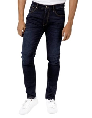 Ciemny Jeans SPODNIE MĘSKIE Jeansowe Granat 30/32