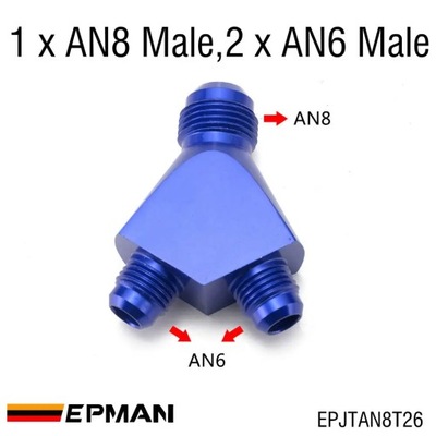 Blue AN6/AN8/AN10 3 Way Y Piece Oil Fuel Male Block Hose Fitting Ada~12281