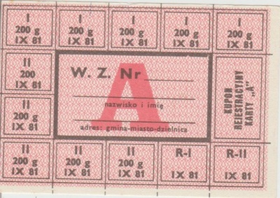 Kartka Żywnościowa A IX 1981