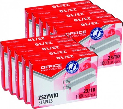 Zszywki 23/10 OFFICE PRODUCTS 1000 SZTUK ocynkowane x 10