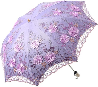 Damski haftowany koronkowy dwupokładowy parasol