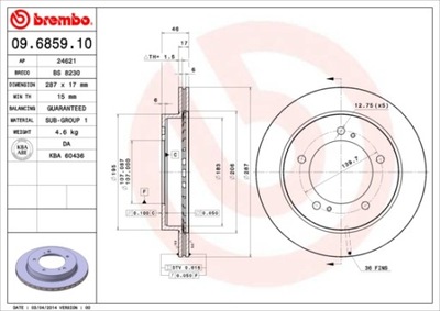 DISCOS DE FRENADO PARTE DELANTERA BREMBO 09.6859.10 09685910  