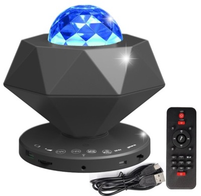 PROJEKTOR GWIAZD Z GŁOŚNIKIEM STAR LED USB LAMPKA NOCNA PILOT