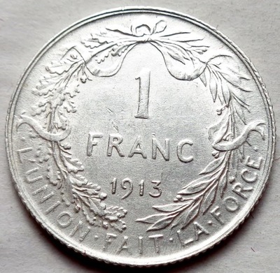 Belgia - 1 frank - 1913 - Belges - Albert I - srebro