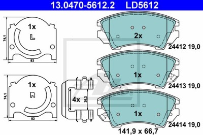 ZAPATAS DE FRENADO ATE CERAMIC ATE 13.0470-5612.2  