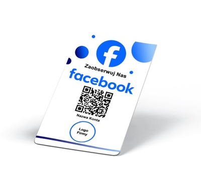 Karta do pozyskiwania obserwujących na Facebook - Karta z kodem QR