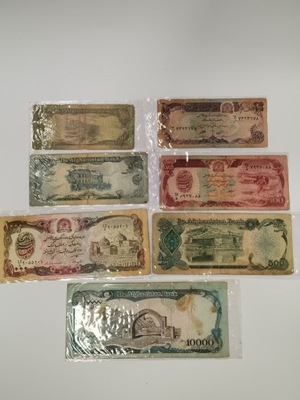 Zestaw Banknotów Afganistan 10-10000 afghani