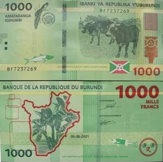 Banknot 1000 franków 2021 ( Burundi ) - UNC