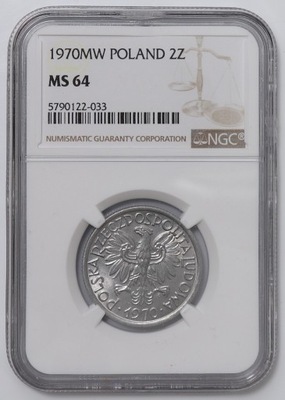 2 Złote - PRL - Jagody - 1970 rok - NGC MS 64